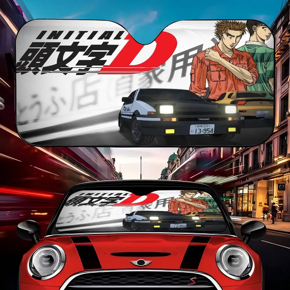 I-Initial D Anime HD Auto-Sonnenschutz, Sonnenschutz für die Windschutzscheibe, faltbare Abdeckung für Babyautos, einziehbarer UV-Schutz