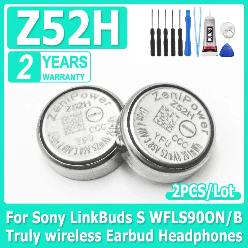 2PCS Z52H For ZeniPower 1240 3.85V Battery For Sony LinkBuds S WFLS900N/B Truly Wireless Earbud Headphones + Tools