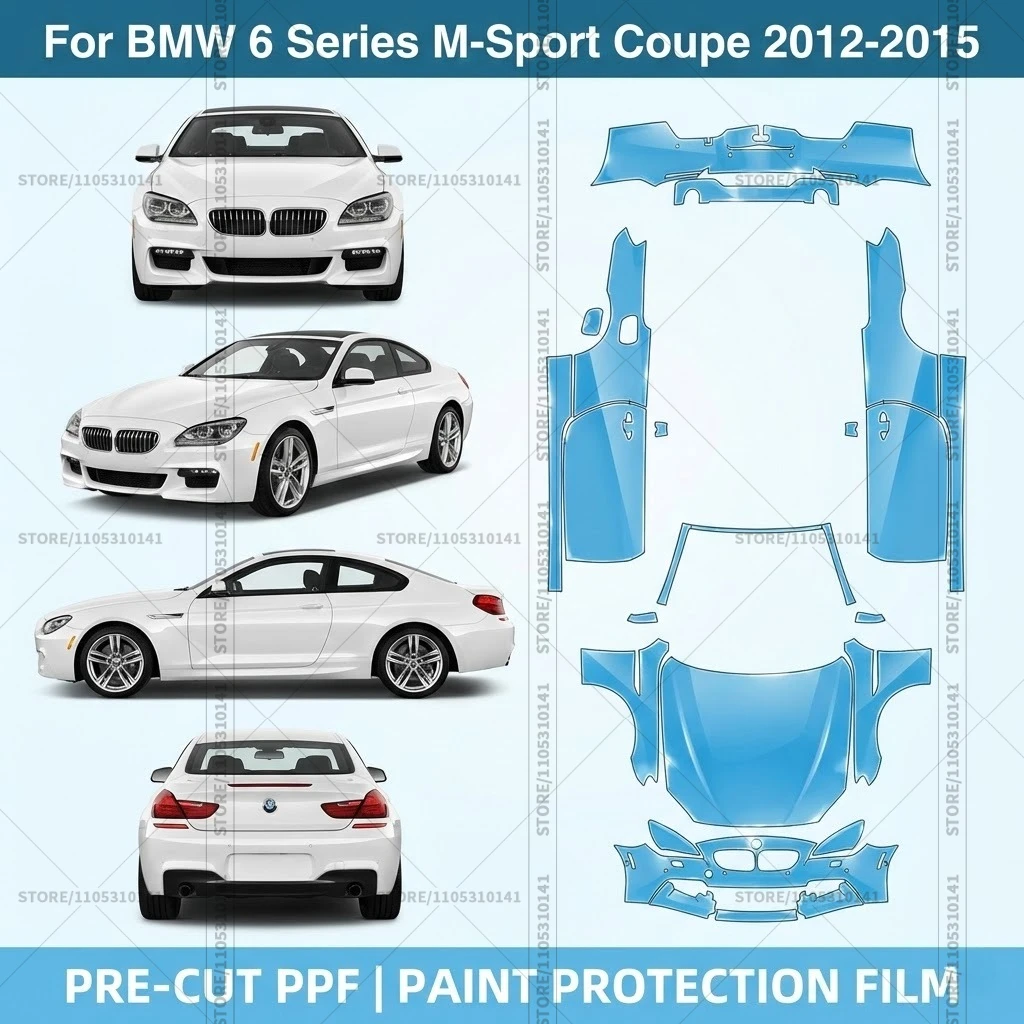 

Для BMW 6 серии M-Sport Coupe 2012-2015: Предварительно вырезанная прозрачная защитная пленка PPF для автомобиля, полная защита кузова