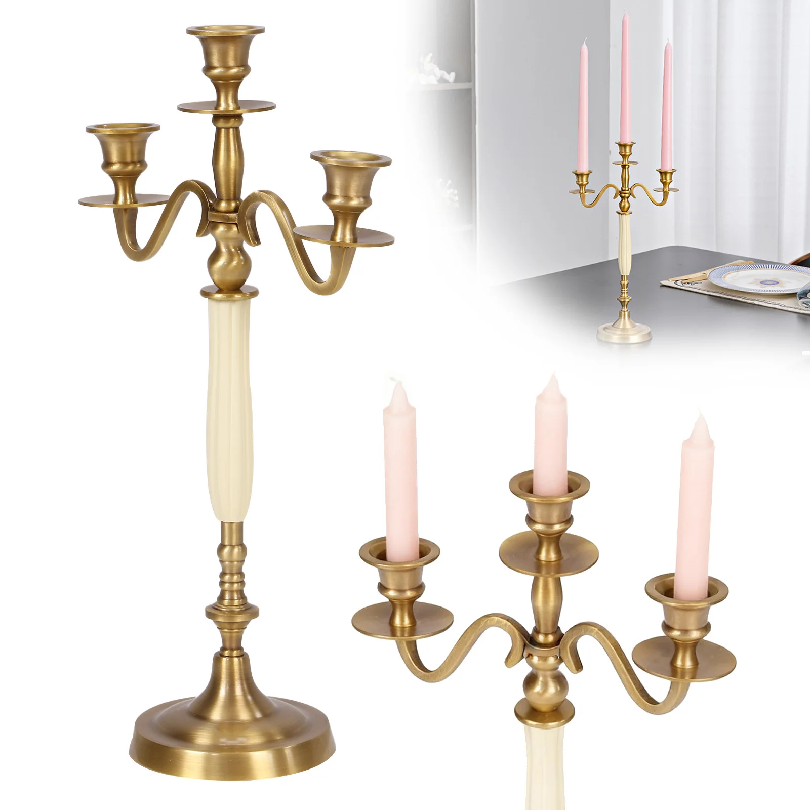 

3/5 Candle Metal Candle Holder Candlestick Holders Candlestick Candleholders for Wedding Dining Table Xmas Party Home Decor