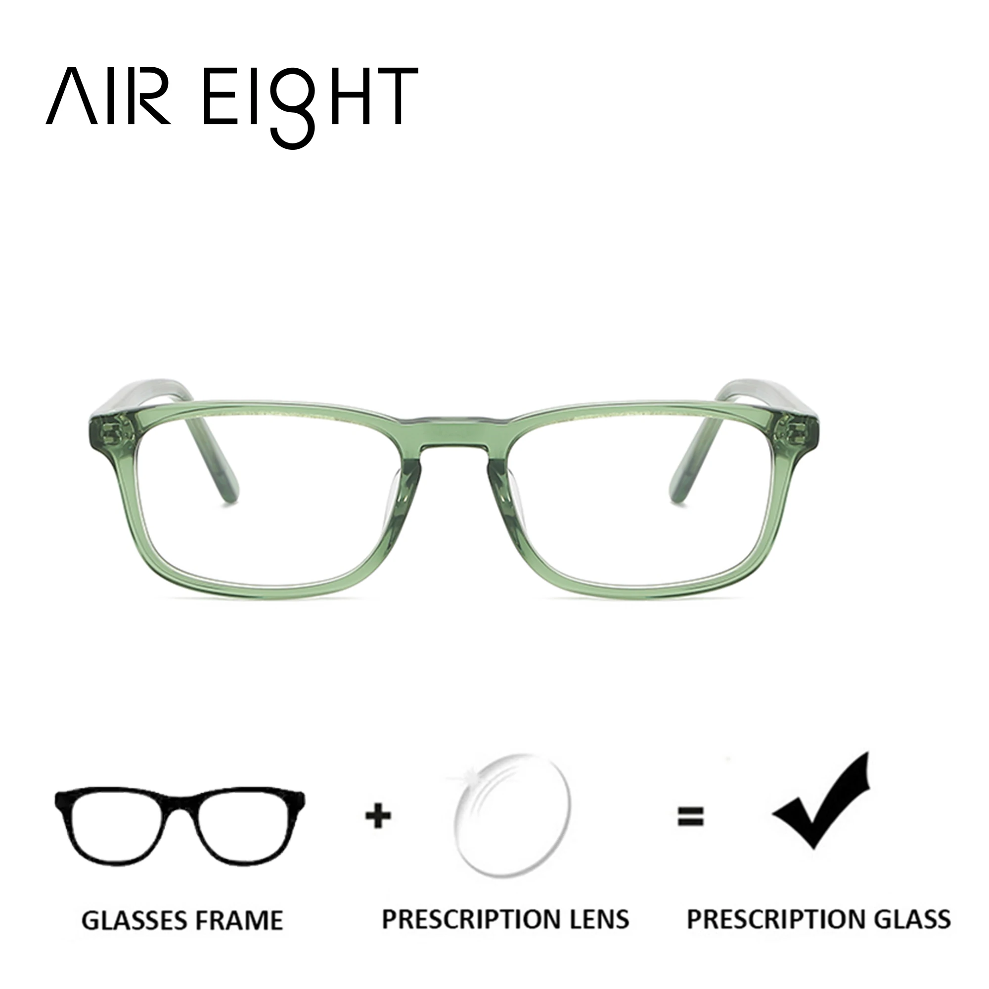 

AIR EIGHT Acetate Custom Prescription Glasses For Men Square Anti Blue Light Photochromic Optical Glasses With Recipe