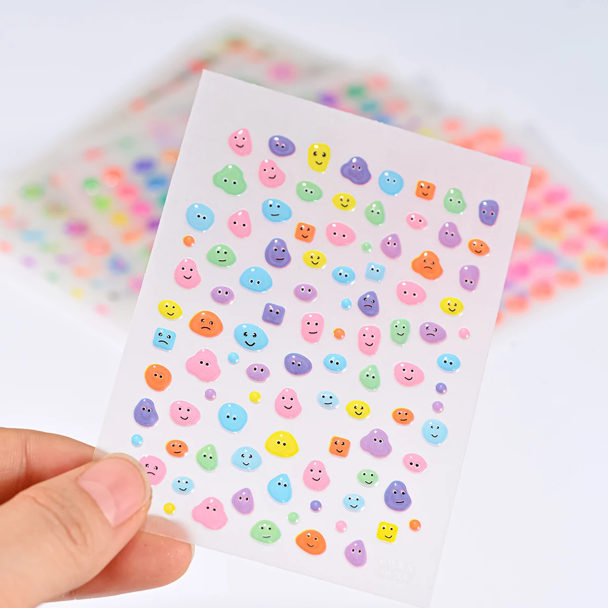 16/14/12pcs Cute Funny Jelly Bean Nail Sticker Kawaii French Lines/Heart/Starlight Adheisve Slider Manicure Decal DIY Decoration