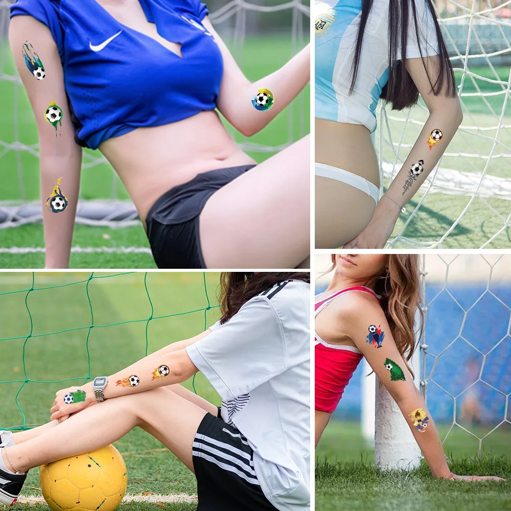 10Pcs Voetbal Voetbal Thema Decoratie Waterdichte Tattoo Sticker Voor Kids Verjaardagsfeestje Gunsten Goodie Bag Pinata Vulstoffen