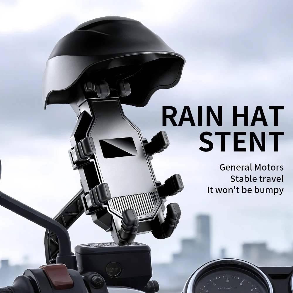 

Motorcycle Bicycle Phone Mount Holder Outdoor Riding GPS Navigation Bracket Rainproof Sun Shade