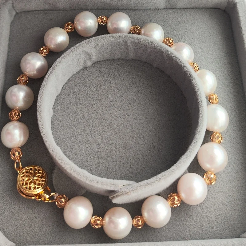 

Exquisite 7.5-8 Inch AAA + 10-11mm Natural White Akoya Pearl Bracelet, Niche Versatile 14k Gold Women's Bracelet