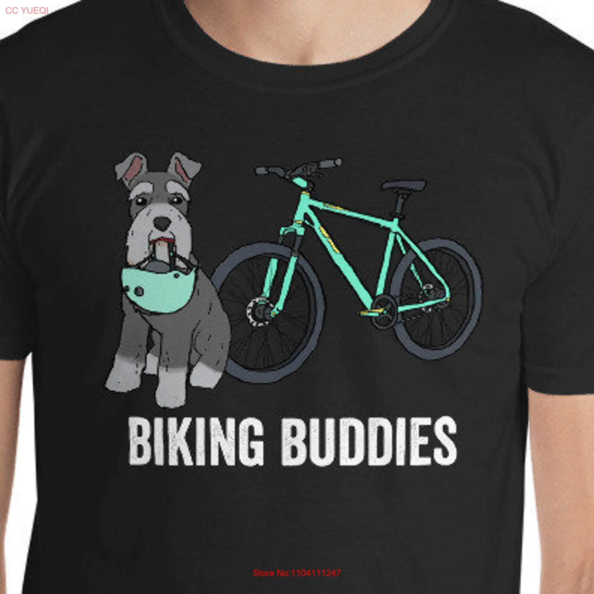 Schnauzer T Shirt Funny Miniature Dog Biking Buddies  long or short sleeves