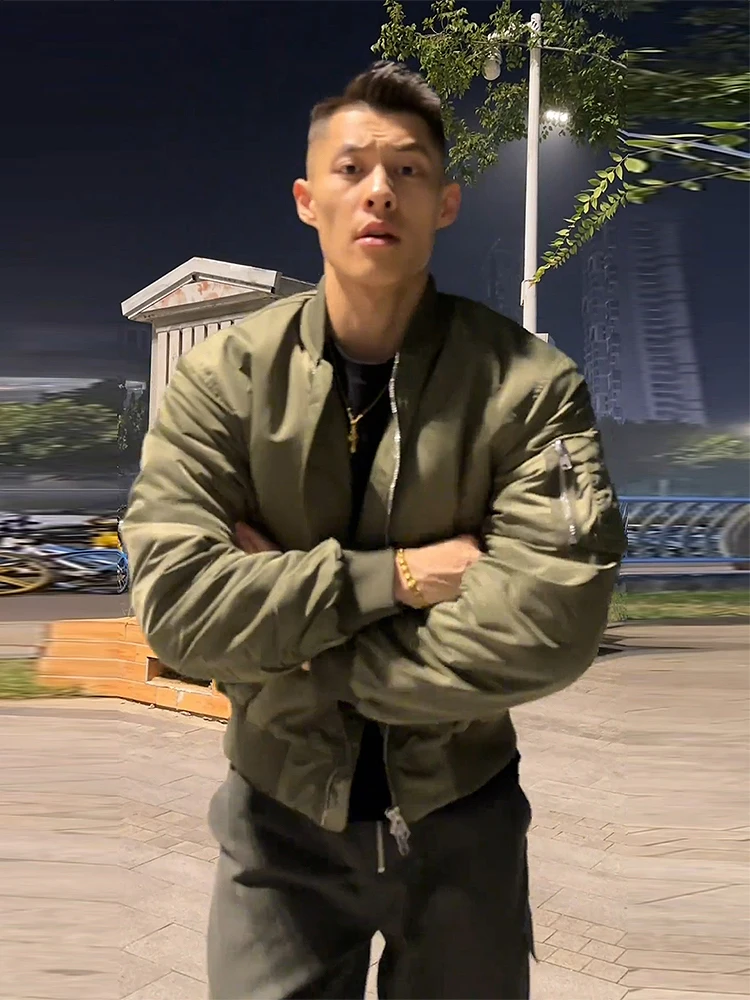 

Мужская хлопковая куртка-бомбер в американском стиле, осенне-зимняя, модная, для работы, свободного кроя, с декоративной молнией