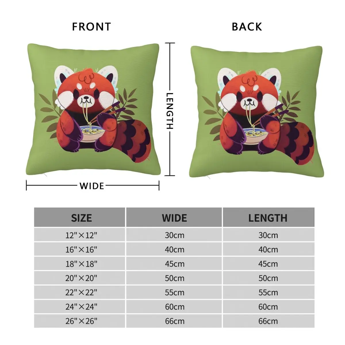 Red Panda Eating Ramen Pillowcase Polyester Linen Velvet Printed Zip Decor Bed Cushion Cover