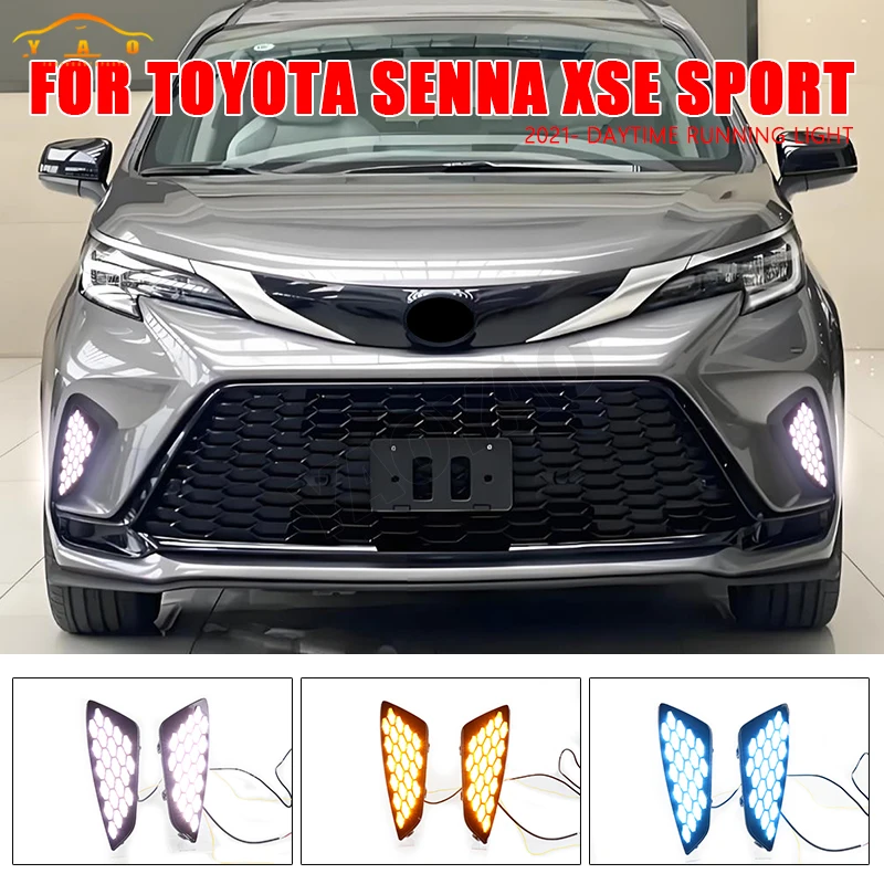 

Светодиодные дневные ходовые огни, противотуманные фары для Toyota Sienna XSE 2021 2022 2023, бампер, указатель поворота DRL
