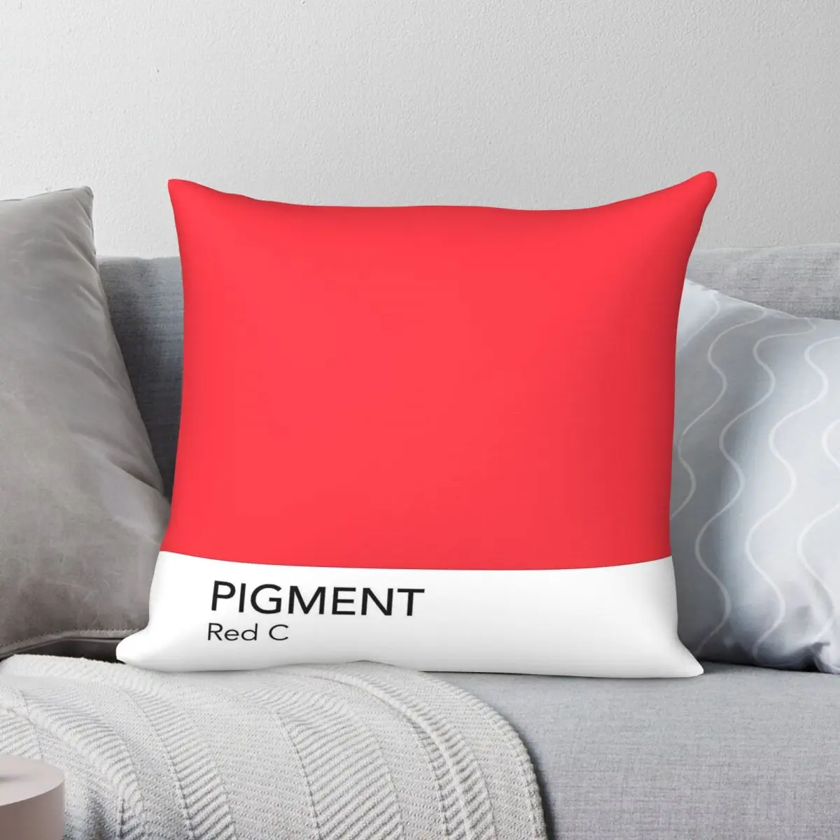 Pantone Red C Square Pillowcase Polyester Linen Velvet Creative Zip Decorative Throw Pillow Case Home Cushion Case 45x45