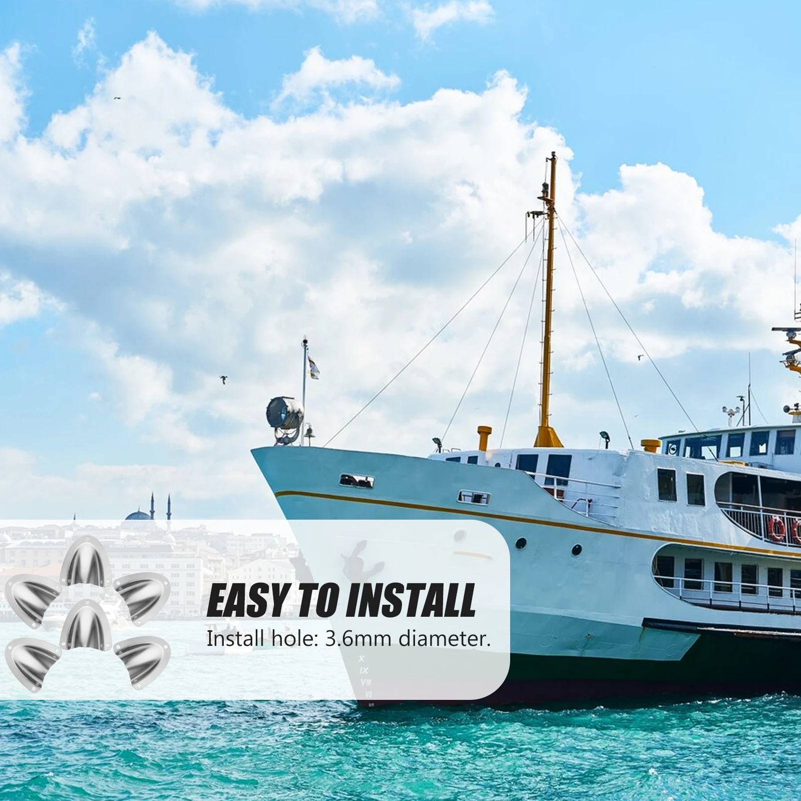 

6 pcs Marine Waterproof Cover Yacht Vent Accessories Boat Clam Shell 25-35MM Hole 3 6MM Install Stainless Steel