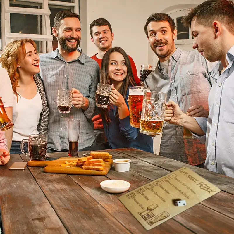 Left Right Drink Drinking Game Wooden Dice Drinking Interactive Tray Game Party Drinking Table Rolling Dice Penalty Fun Game