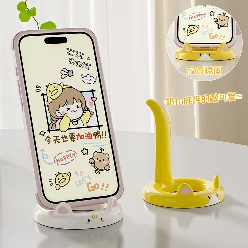 Cute phone stand, desktop cat creative ornament, tablet support stand, universal multifunctional stand