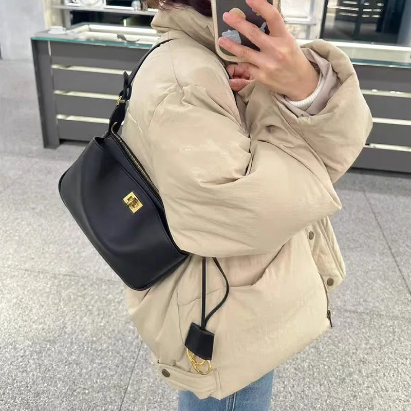 Mevvi Women Retro Solid Color Shoulder Bag Casual Soft Leather Underarm Bag Fashion Simple Crossbody Sling Bag Travel LadiesGift