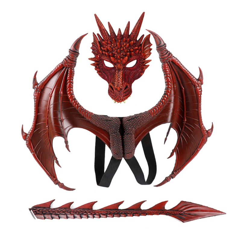 Halloween Children's Monster Dress Up Toy Male Demon Dragon Wings Tail Mask Back Decoration Kindergarten Performance Props