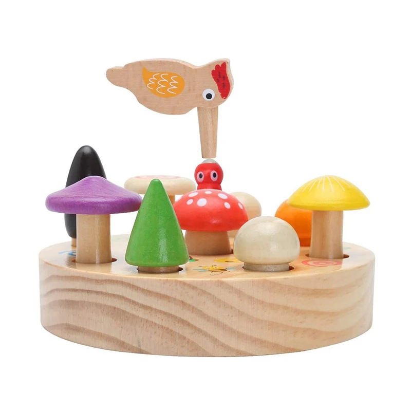 

FBIL-Educational Magnetic Toys For Kids Woodpecker Mushroom Harvest Wooden Toy Preschool Educational Learning Toys