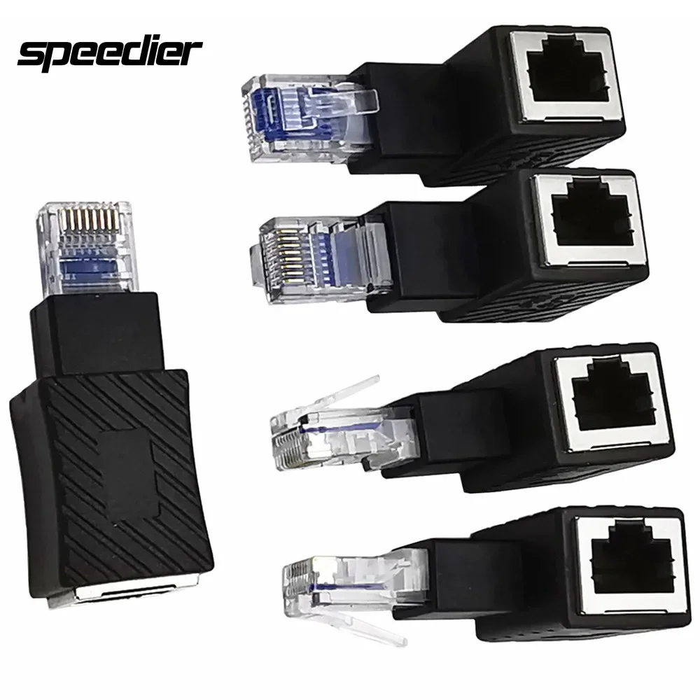 RJ45 Male To Female Converter 90 Degree Up Down Left Right Adapter for Cat5 Cat5e LAN Ethernet Network Cable Connector Extender