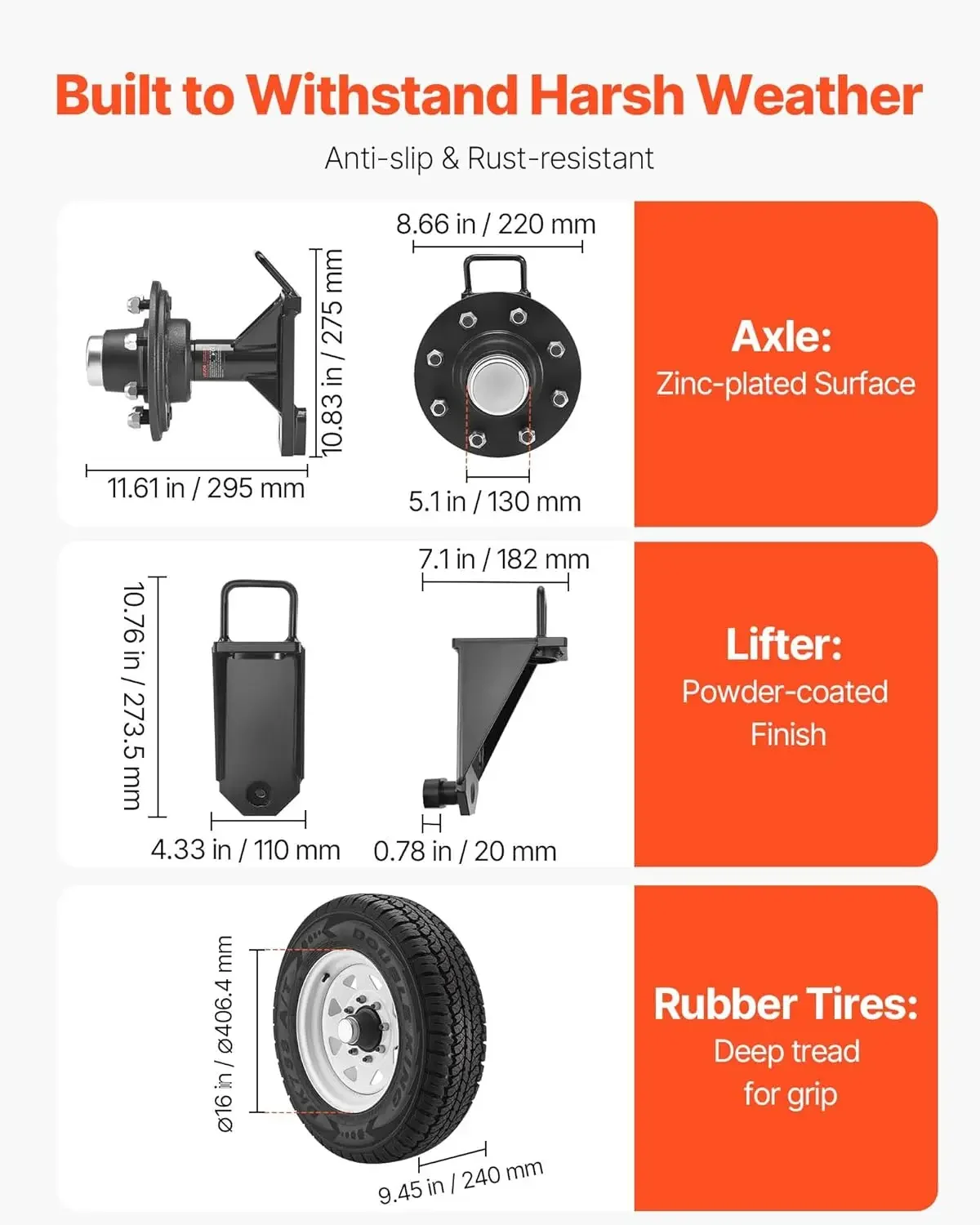 Shipping Container Wheels 8-Lug Wheels Kit, Heavy Duty Shipping Container Accessories with Ratchet Tie Down-Moves 20 ft - 40