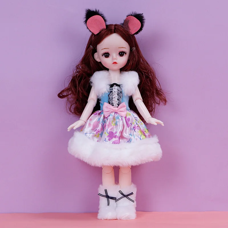 Neue Tier kleidung Set 30cm bjd Puppe Mode Prinzessin Plüsch Kleid Schuhe mit Make-up Dress Up Puppen Spielzeug für Mädchen Kinder Geschenke,puppen spielzeug mädchen puppenhaus kinder spielzeug bjd puppen puppe für