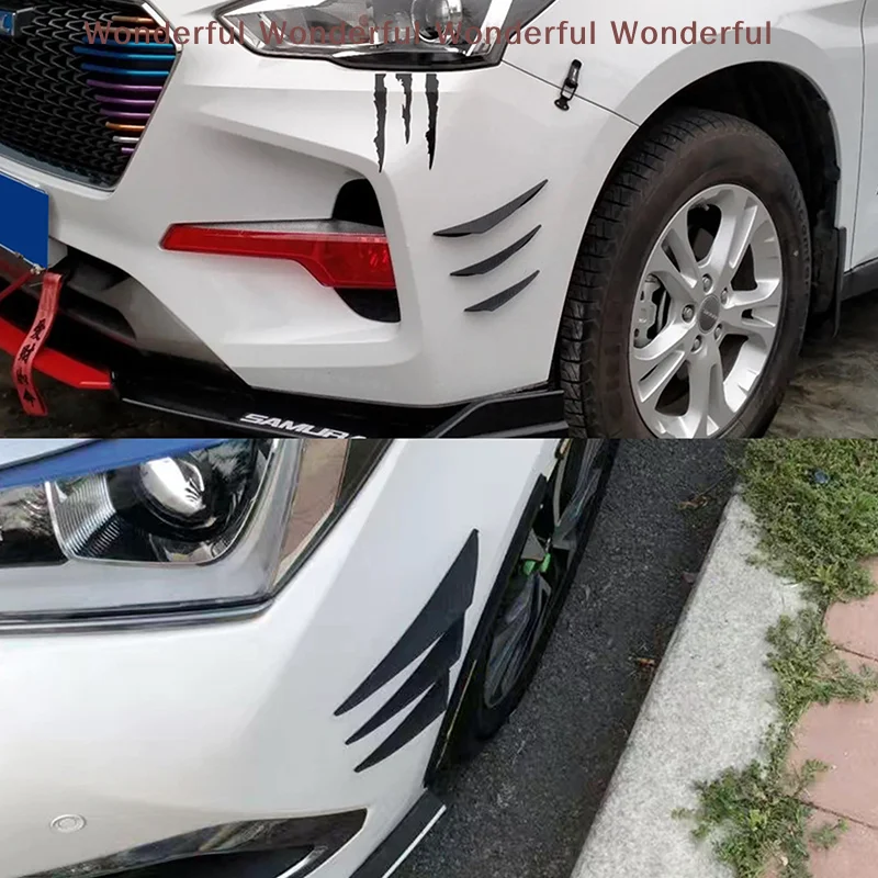 6Pcs Front Bumper Lip Spoiler for Car Modification, Universal Chin Valence & Diffuser Fins Set