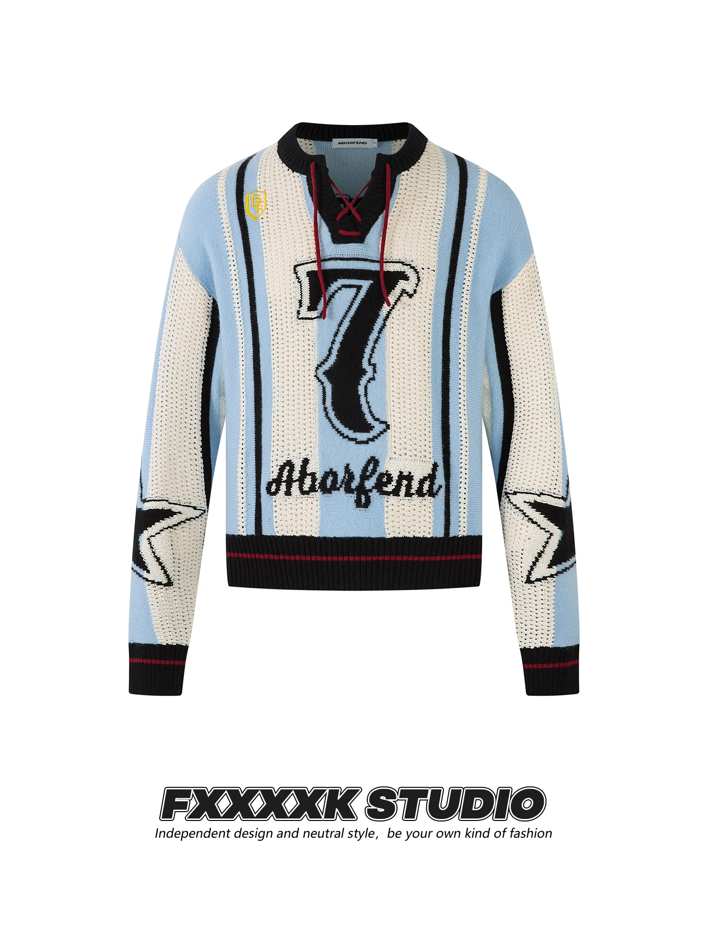 

FXK Original American Retro Knitted Sweater Women's V-ne Hollow out Tassel Design Sensation Color Blo Warmth Autumn Wear