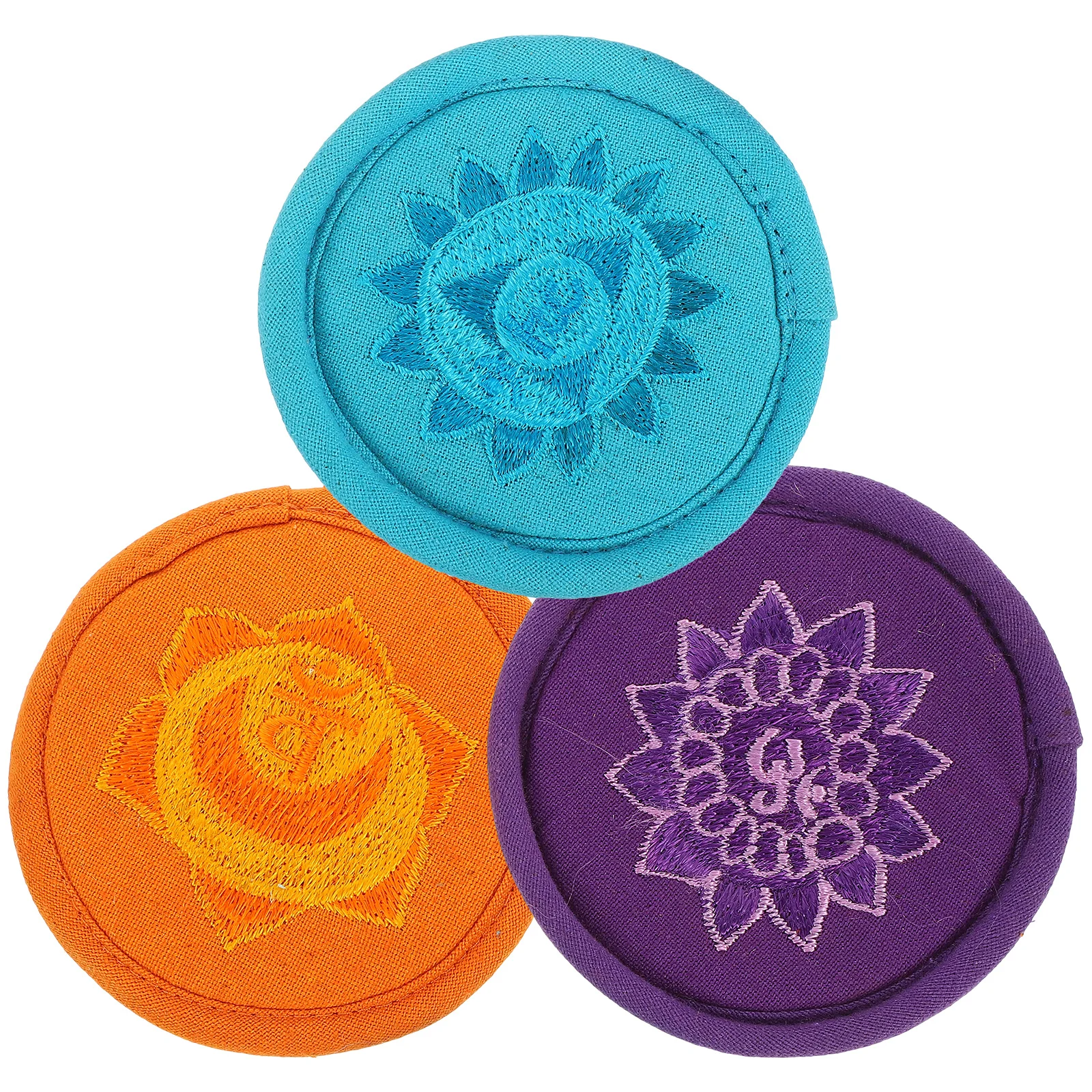 

3pcs Singing Cushion Round Soft Cloth Pad Embroidery Design Tibetan Style Prayer Bowl Accessories For Temple Home