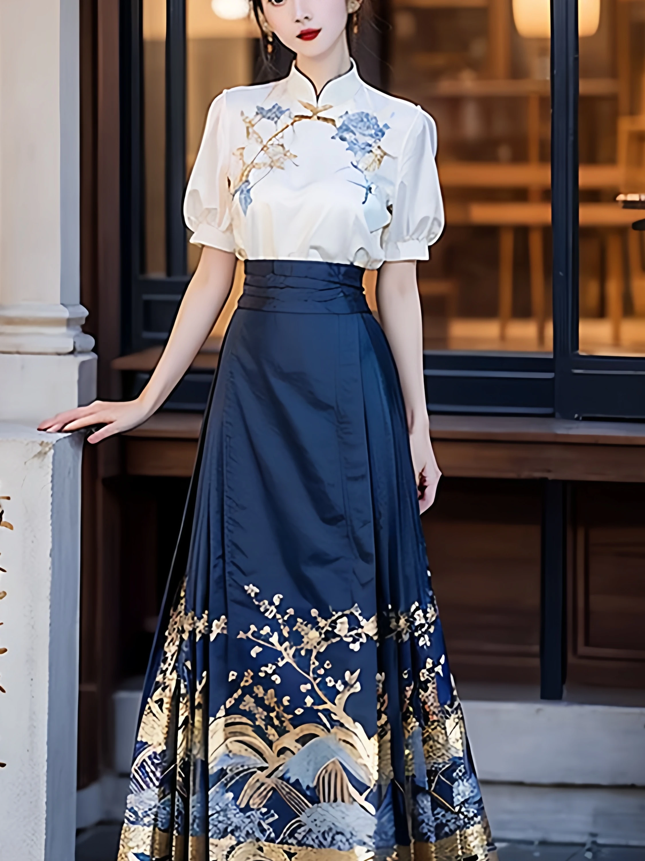 

Новый китайский комплект из двух предметов Sle irt в стиле ретро, национальный тренд, лето 2023, весь комплект Hanfu, ансамбль из полиэфирного волокна