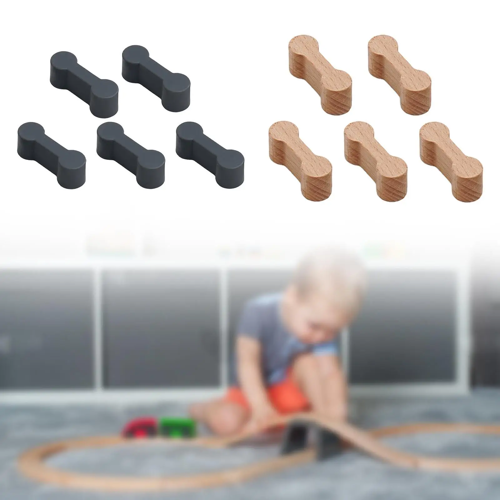 5 Pieces Dog Track Connectors Wooden Train Track Accessories Builder Toy Easy Assembly DIY Modified Make Track Parts Replacement