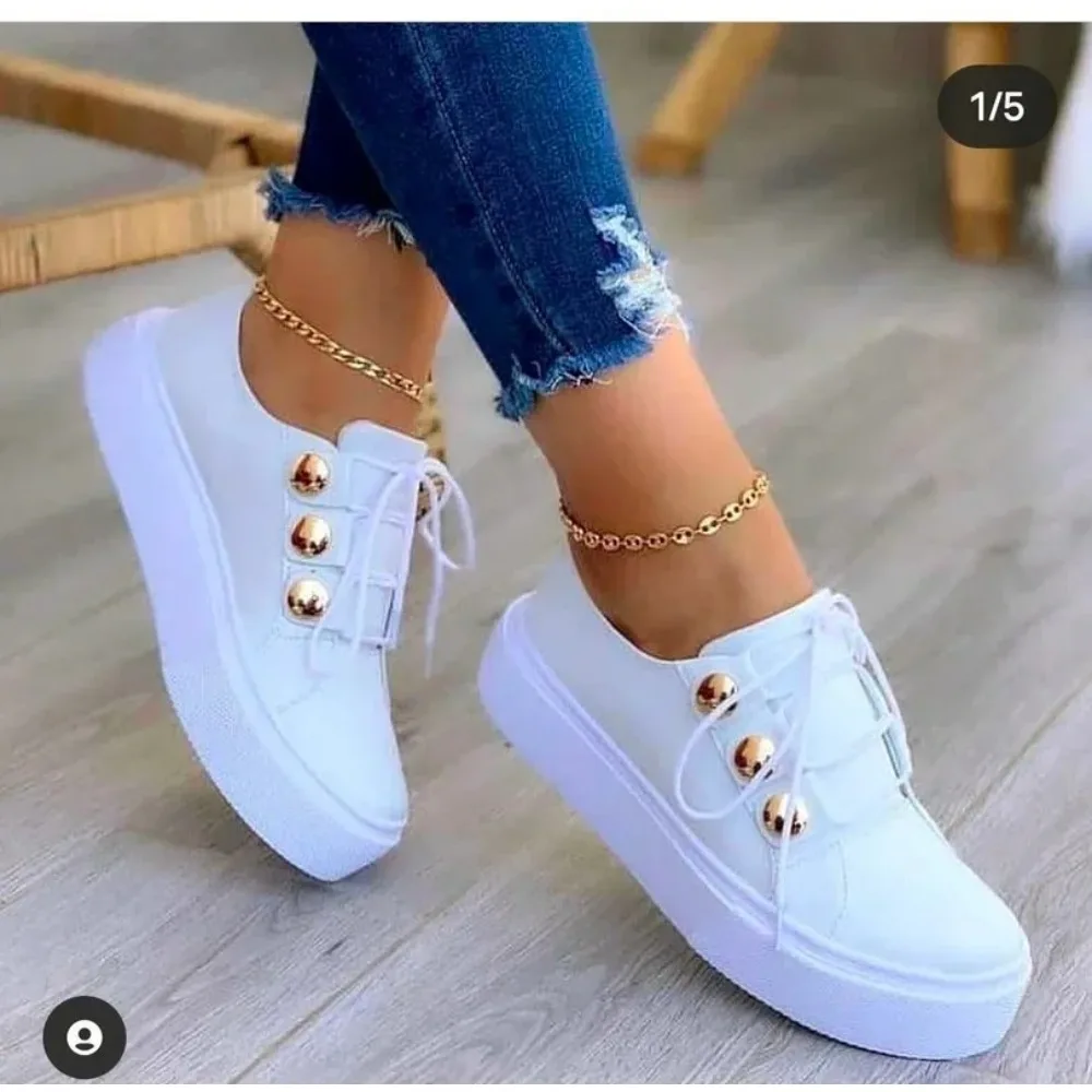 Summer New Women Shoes Fashion Round Toe Platform Shoes Plus Size 42 Casual Sneakers Lace Up Flats Woman Slip on Tennis Shoes