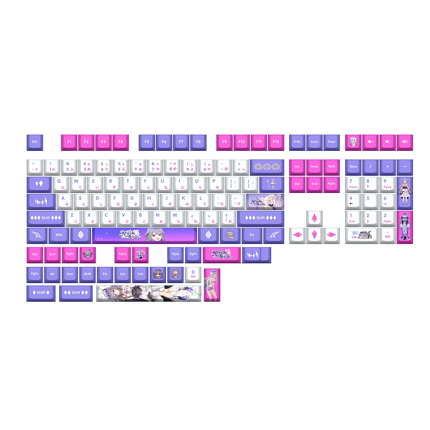 

132 клавиши Koseki Bijou Keycaps PBT Keycap Аниме Key Cover DYE Сублимационный Cherry MX Axis Switch Keycap Механическая клавиатура