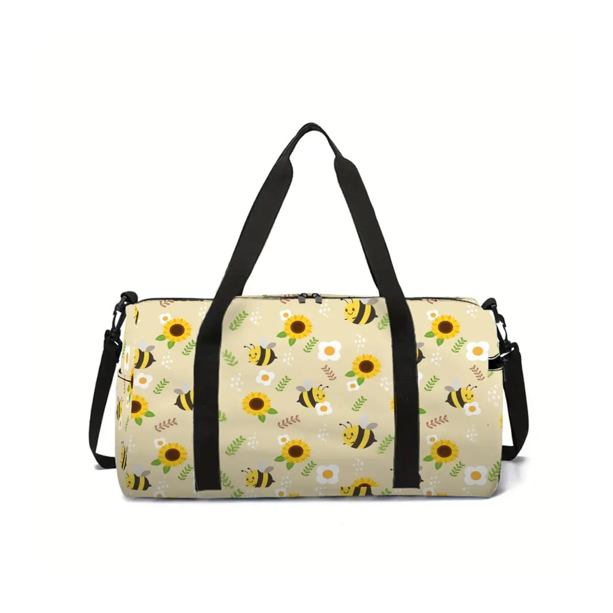 Bee Print Large Capacity Luggage Bag for Boy/Girl Best Gift 2D Flat Cartoon Travel Duffels Outdoor Fitness Bag for Children
