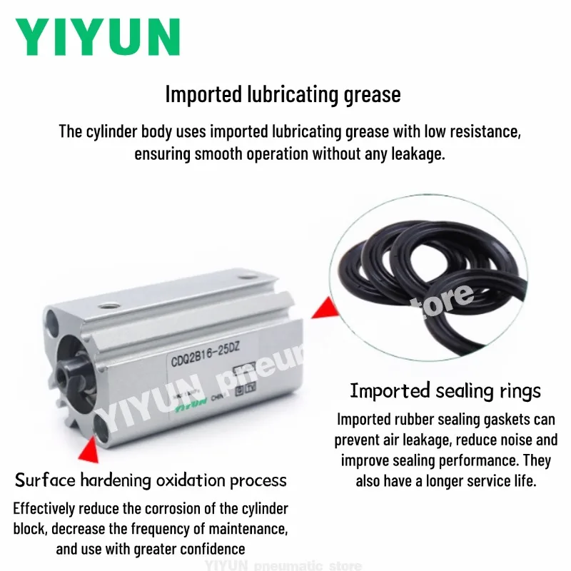 

CDQ2B/CDQ2A125 140 CDQ2A160-10D-20D-30-40-50-75-100-125-150-175-200-250-300D YIYUN Тонкий цилиндр большого диаметра серии CQ2