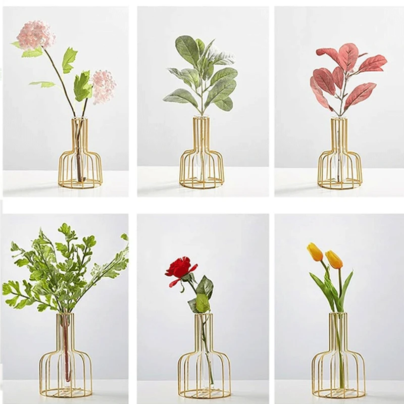 1Pc Hollow Iron Vase Dried Flower Art Arrangement Ornament Decorative Floral Display For Home Office Living Room Bedroom