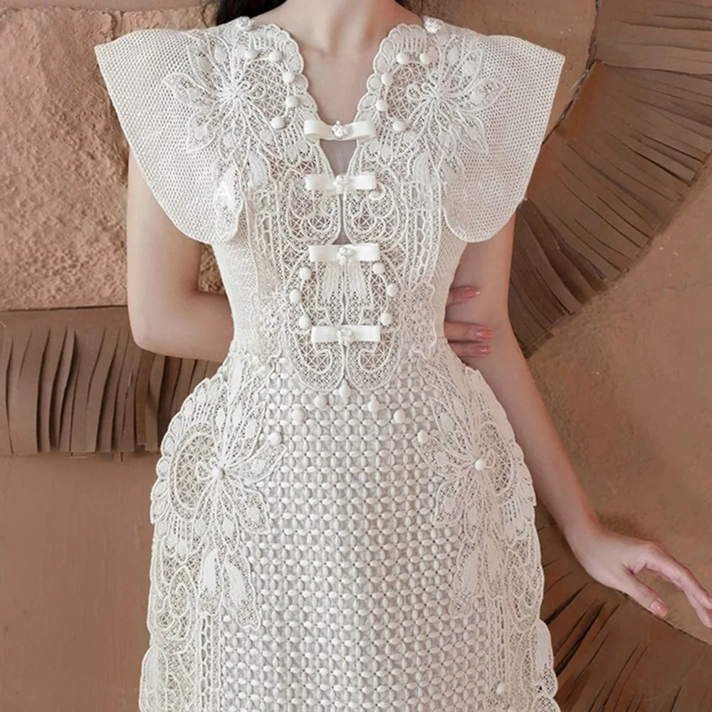 

2025 Summer Women's Elegant Casual Chiffon Niche Lace Design Solid Pattern Short Skirt Mini Skirt-GZXX1293