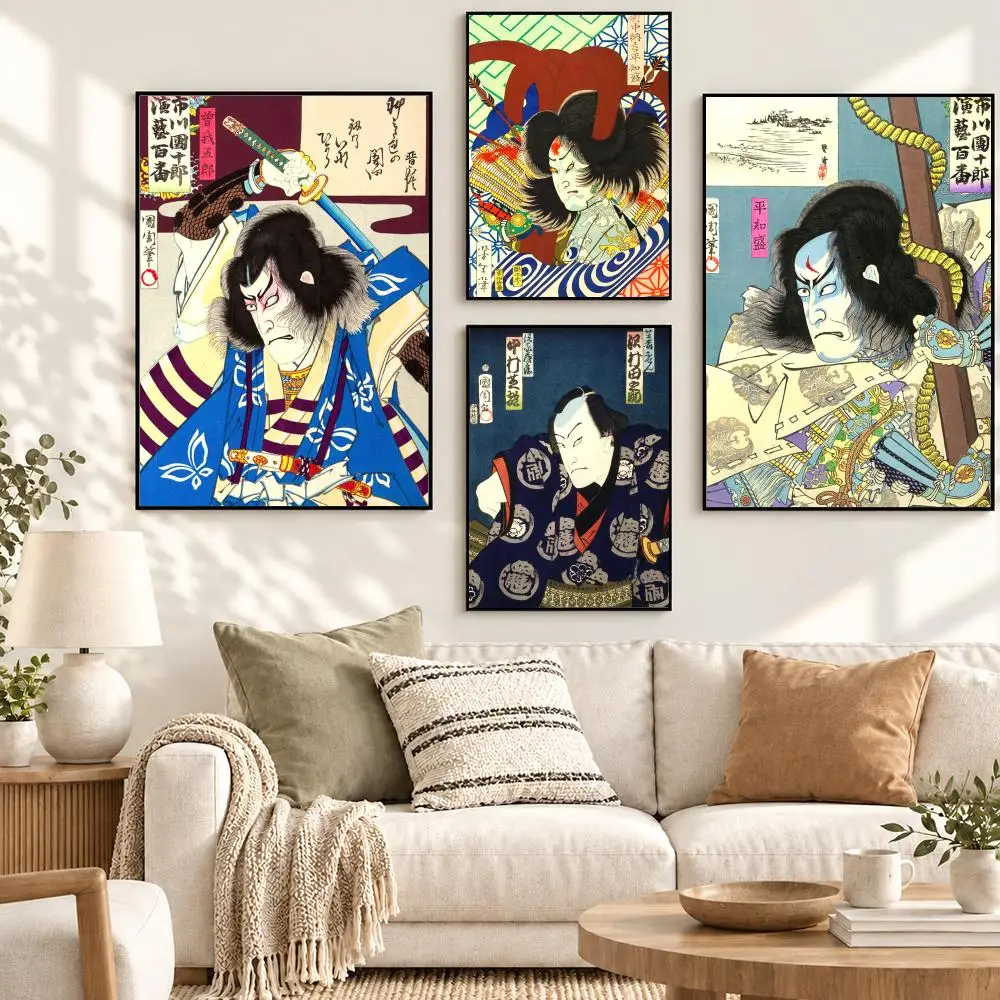 Japanese Style Ukiyoe Samurai Vintage Japanese Samurai Poster Decorative art prints for the home, holiday gifts, unframed