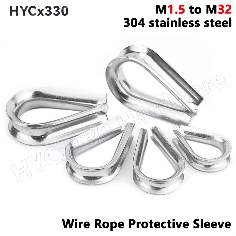 304 Wire Rope Protective Sleeve Cable Thimbles Clamps Hasps Chicken Heart Ring Fixing Workpiece Rigging Fasteners M1.5 M2 to M32