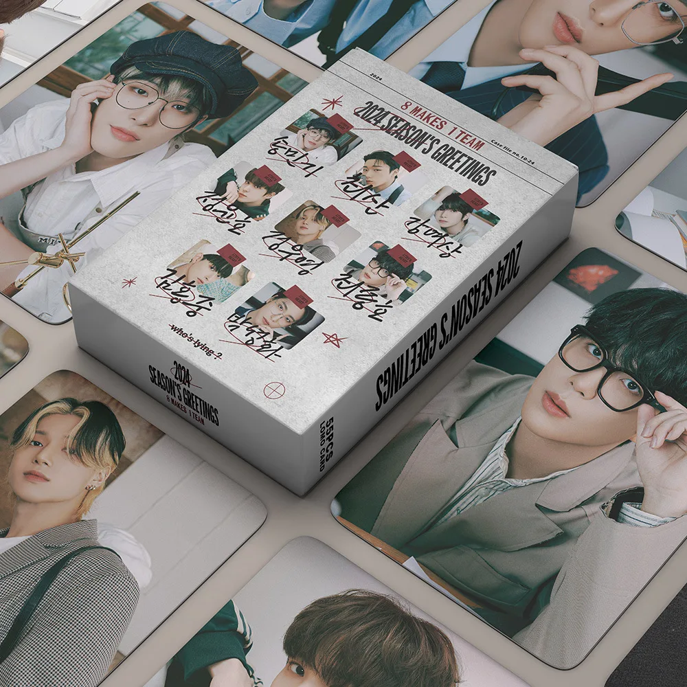 55pcs/set Kpop ATEEZ Lomo Cards Photo Album 2024 SEASONS GREETINGS Series ATEEZ Photocards HD Photo