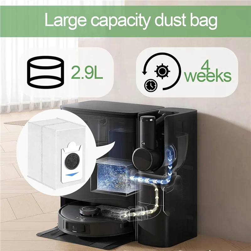 B97A-20 Pcs Dust Bags For ECOVACS Deebot X2 COMBO T30S COMBO T30S Robot Vacuum Cleaner,Vacuum Cleaner Parts 2.9 L Large Bag