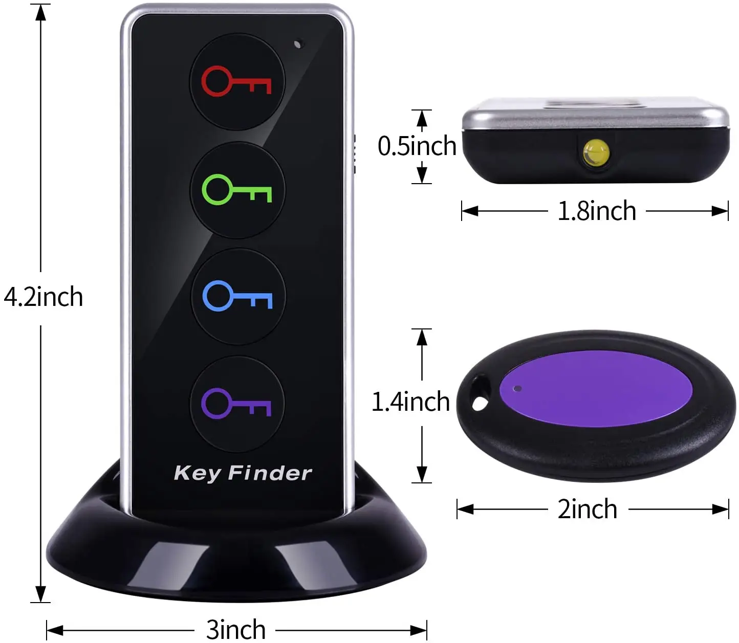 Localizzatore di chiavi wireless 4 in 1 con logo personalizzato con navigazione GPS e allarme sonoro con tracciamento remoto Realizzato in plastica resistente