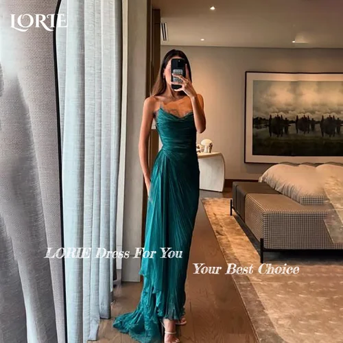 Imagen 2 del producto LORIE-vestidos de noche de sirena brillantes, sexys, plisados, Sweethart, vestido de fiesta fruncido, vestidos de fiesta, vestido de cumpleaños personalizado sin guante, 2025