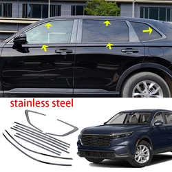 Car Accessories 2023 For Honda CRV CR-V 2023+ Stainless steel black Car Window Molding Strip pillar side Cover Trim 10Pcs
