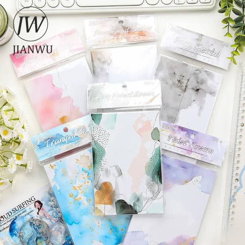 JIANWU Watercolor Ripple Series Vintage Smudge Collage Memo Pad Material Paper Creative DIY Junk Journal Scrapbooking Stationery