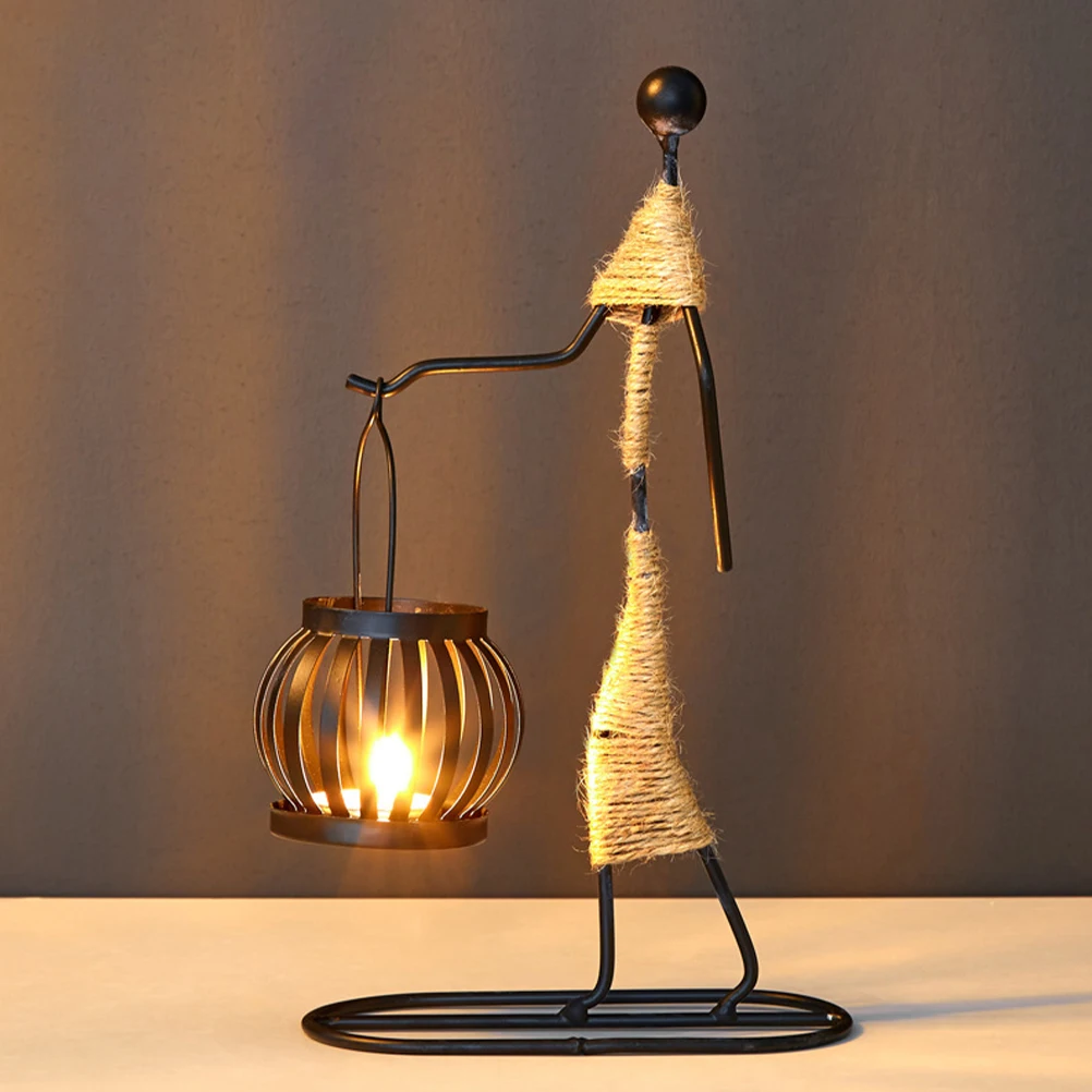 

2pcs Iron Holder Vintage Girl-Shaped Decorative Home Party Tabletop Metal Stand Taper Tealight Wedding Banquet Festival