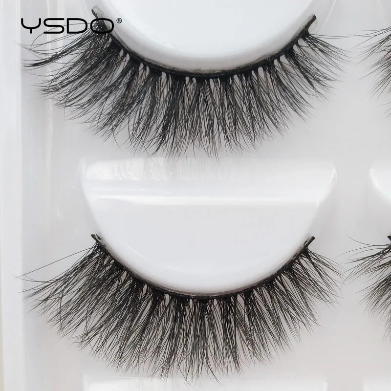 Ysdo-天然ミンクヘアの長いつけまつげ,5ペア,3Dミンク