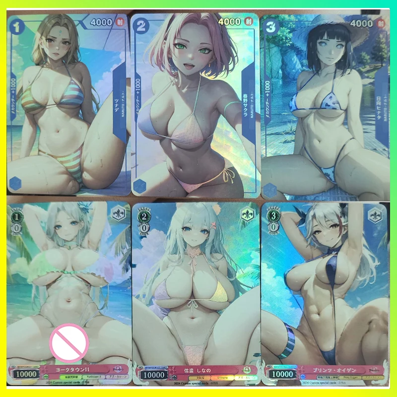 Sexy Anime Girl Card Goddess Story ACG DIY NIKK NOX Beach Bikini Pose Card Rare Premium Flash Adult Toys Collection Cards Gift