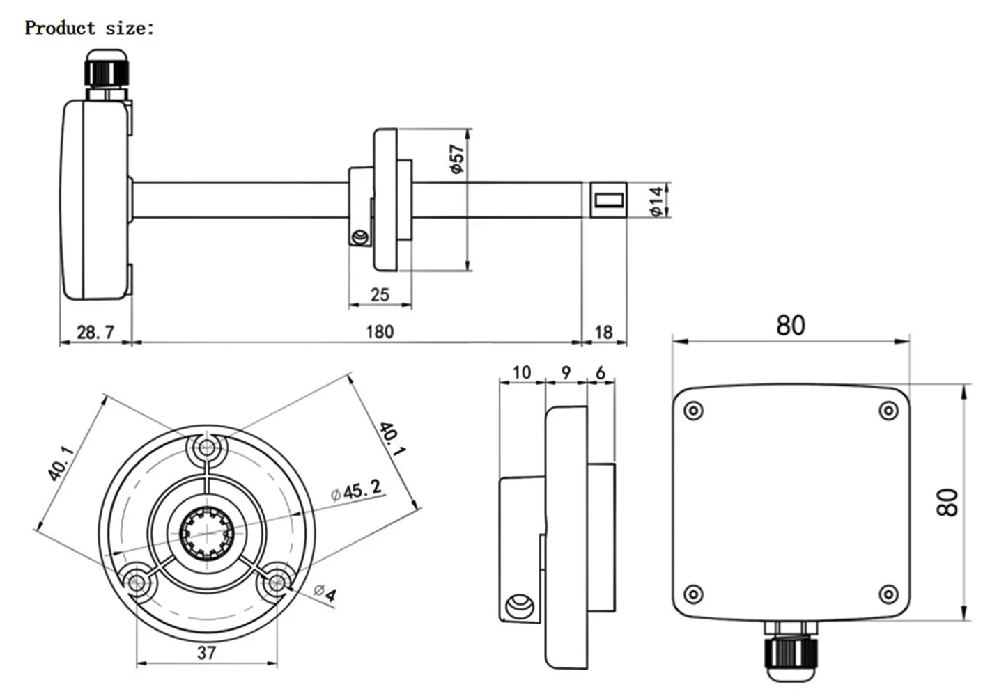 RS485 4-20mA 0-5V 0-10V Pipeline Duct Type Air Volume and Air Speed Sensor Airflow Air Velocity Transmitter