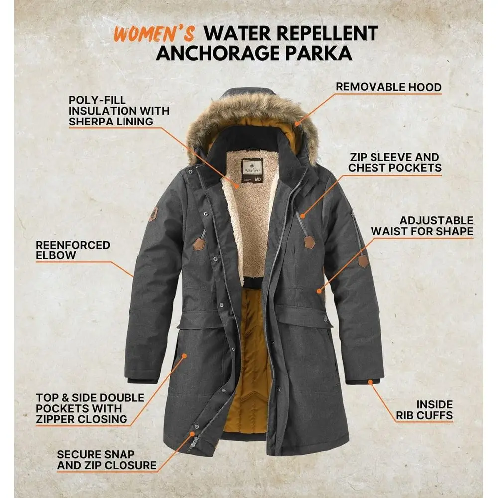 Parka anorak da donna con cappuccio resistente all'acqua