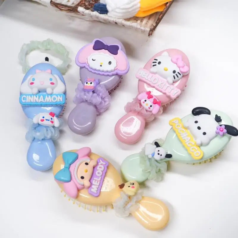 Mini Hello kitty Kawaii Sanrio Kuromi Air Cushion Comb Cute Air Anime Cinnamoroll Comb make-up mirror Portable Comb for Girls