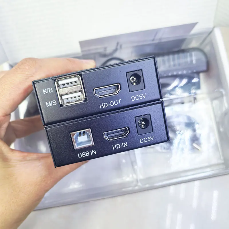 60 متر KVM موسع عبر Cat5/6 كابل إيثرنت 1080P HDMI متوافق USB KVM RJ45 LAN دعم لوحة المفاتيح الماوس للكمبيوتر NVR مراقب