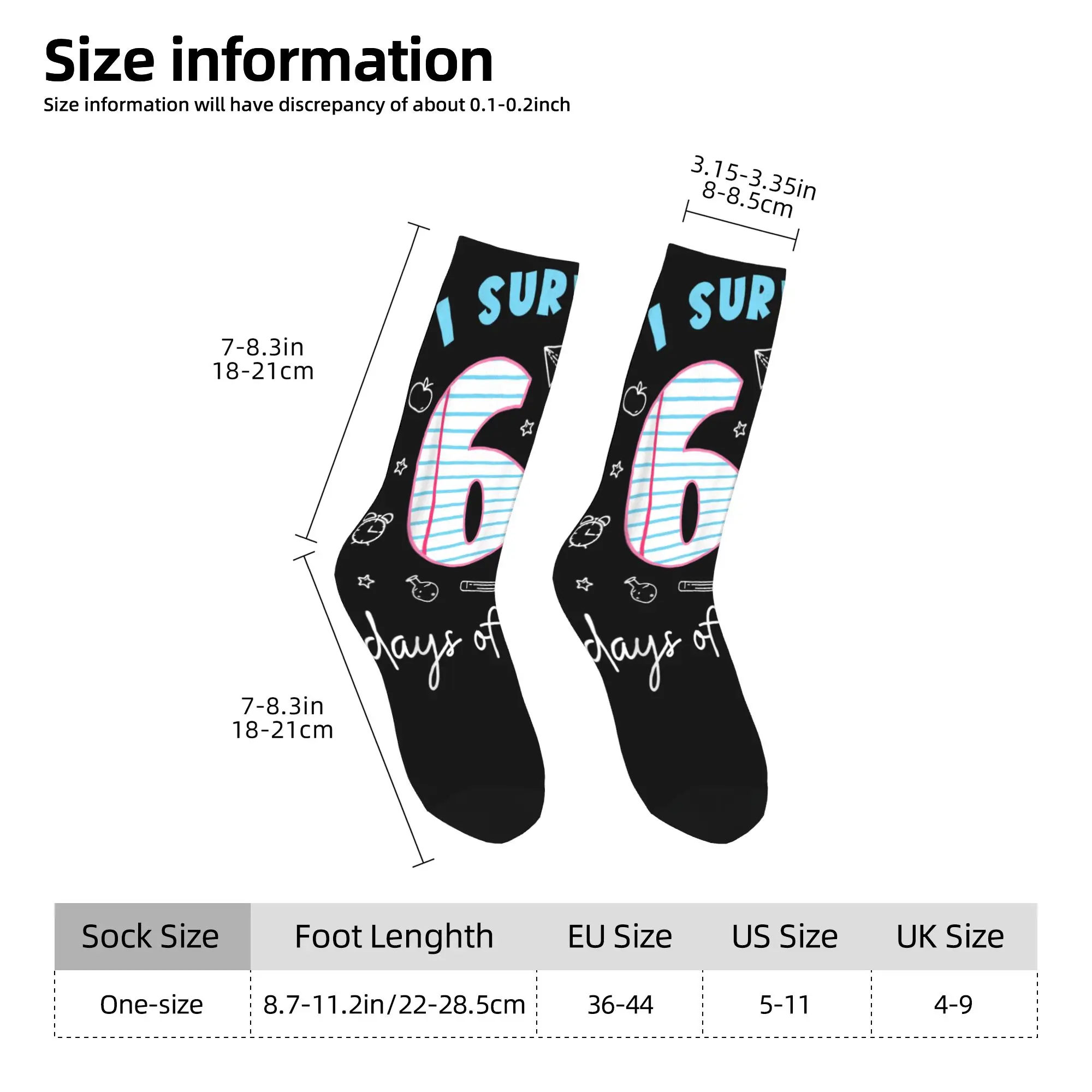 لقد نجوت 67 يومًا من المدرسة جوارب مضحكة ميمي تصميم جوارب مضادة للانزلاق جوارب للزوجين جوارب تسلق قوطية للخريف قابلة للتنفس
